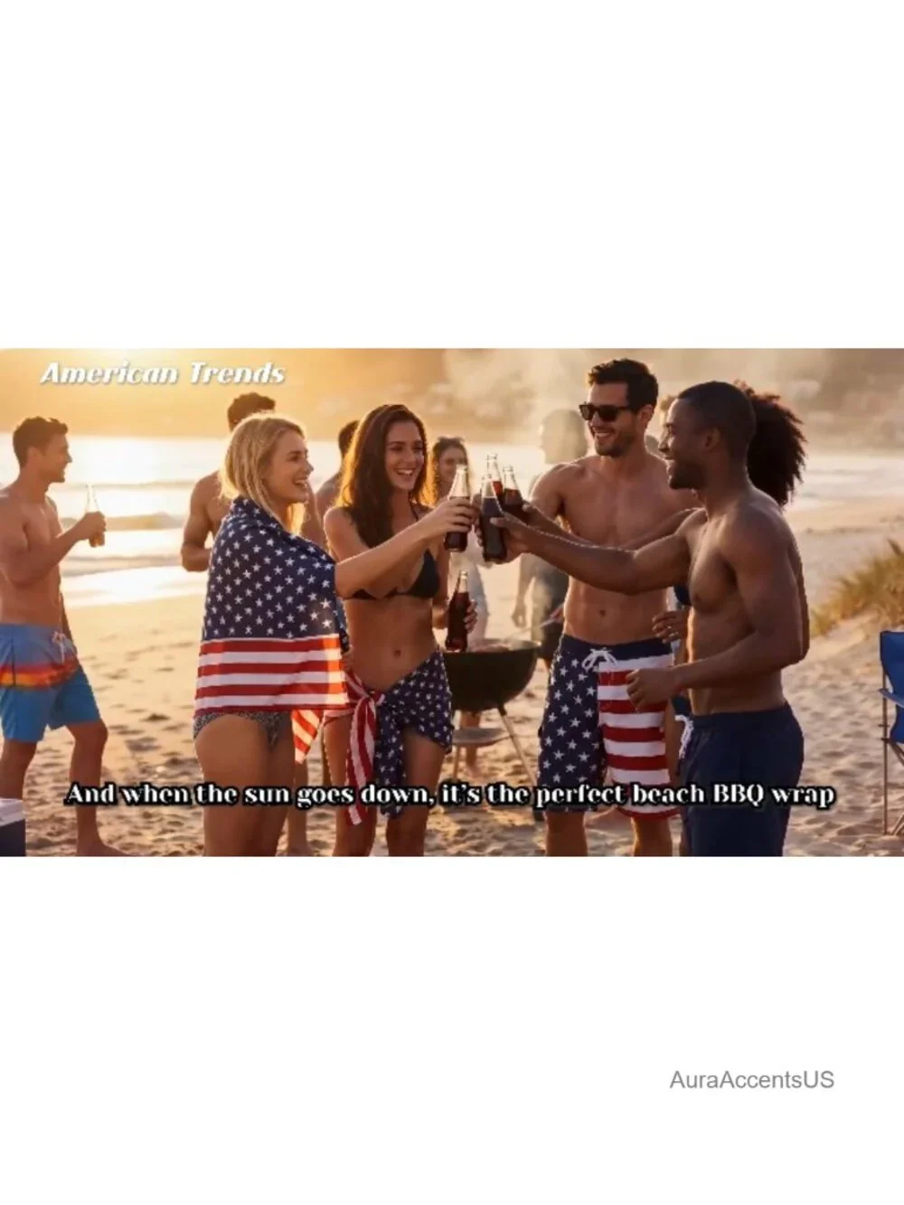 Oversized Lightweight Polyester Patriotic Flag Scarf, Breathable,